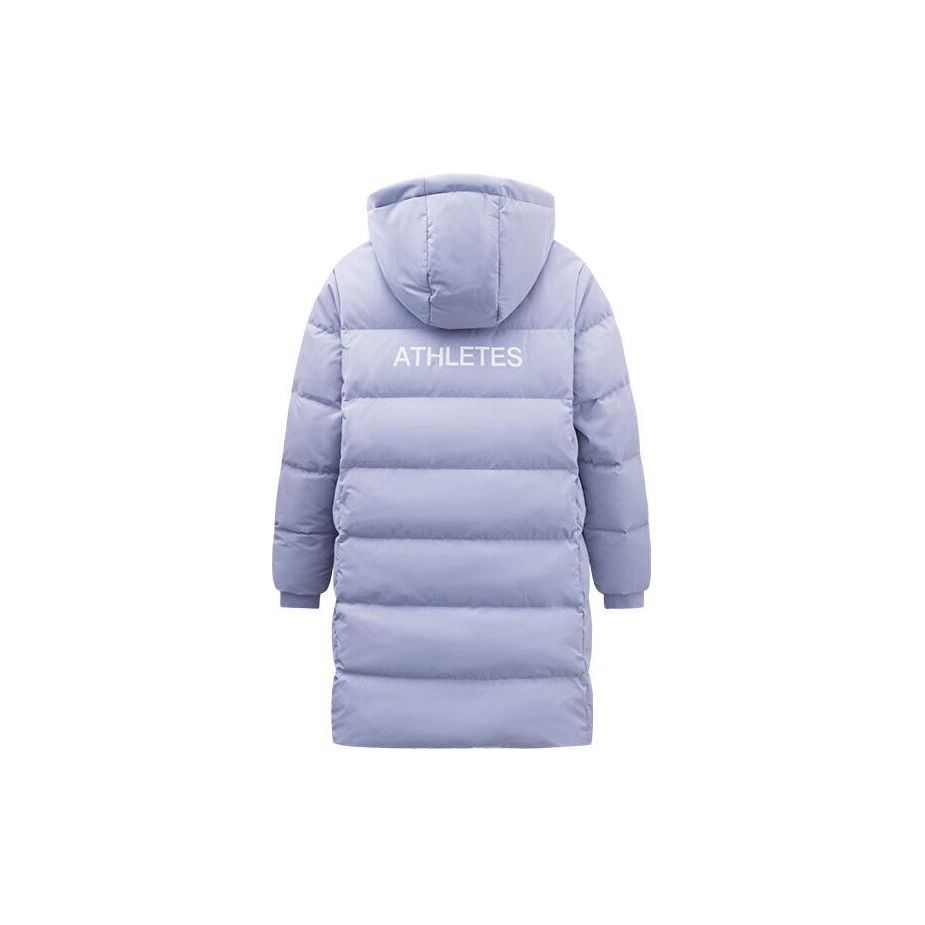 Anta Mittellange Wasserdichte Verdickte Warme Daunenjacke mit Kapuze und Buchstabenprint Damen Oberbekleidung Yangxu-Lila 162417902-4