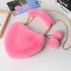 Faux Fur Heart-shaped Women Small Handbags Fluffy Plush Ladies Chain Shoulder Bag Female Furry Daily Clutch Purse