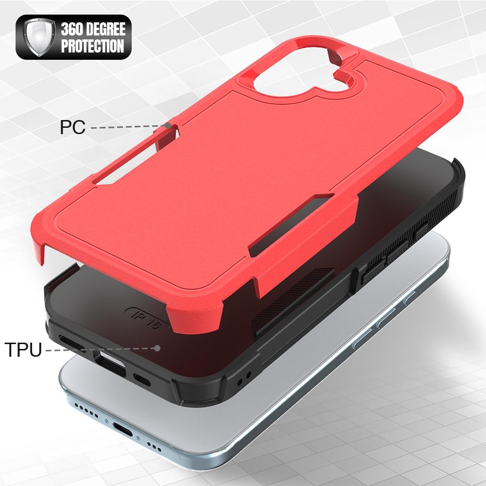 For iPhone 16 Case 2-in-1 PC+TPU Shockproof Phone Cover