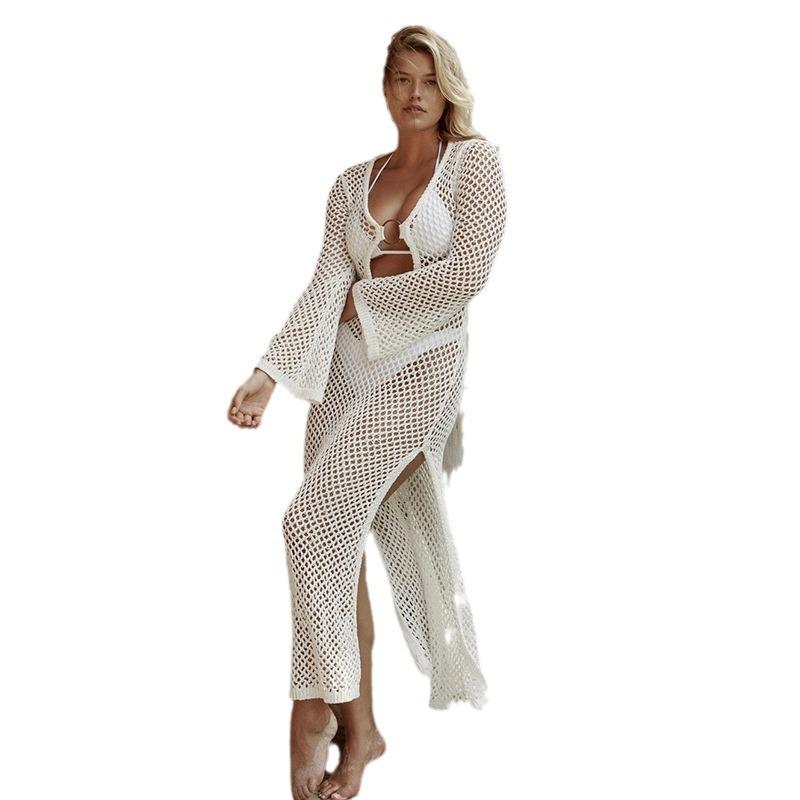 Copricostume da donna, abito estivo da spiaggia, tinta unita, sexy, in maglia, da spiaggia, bikini, costume da bagno, copricostume, occhiali da sole