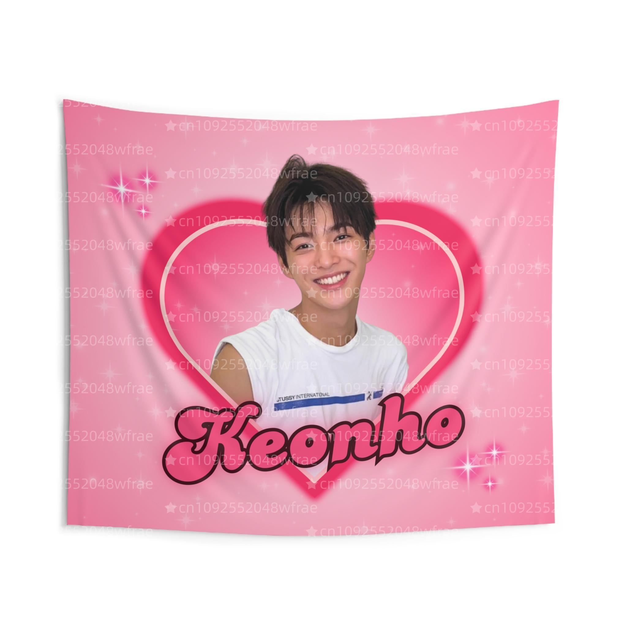 Kpop Cortis Keonho Pink Heart Flag Wall Tapestry Unique Home Decoration Kpop Lover Gift Wall Art Korean Pop Music Fan Gift 74x94cm(29x37in)