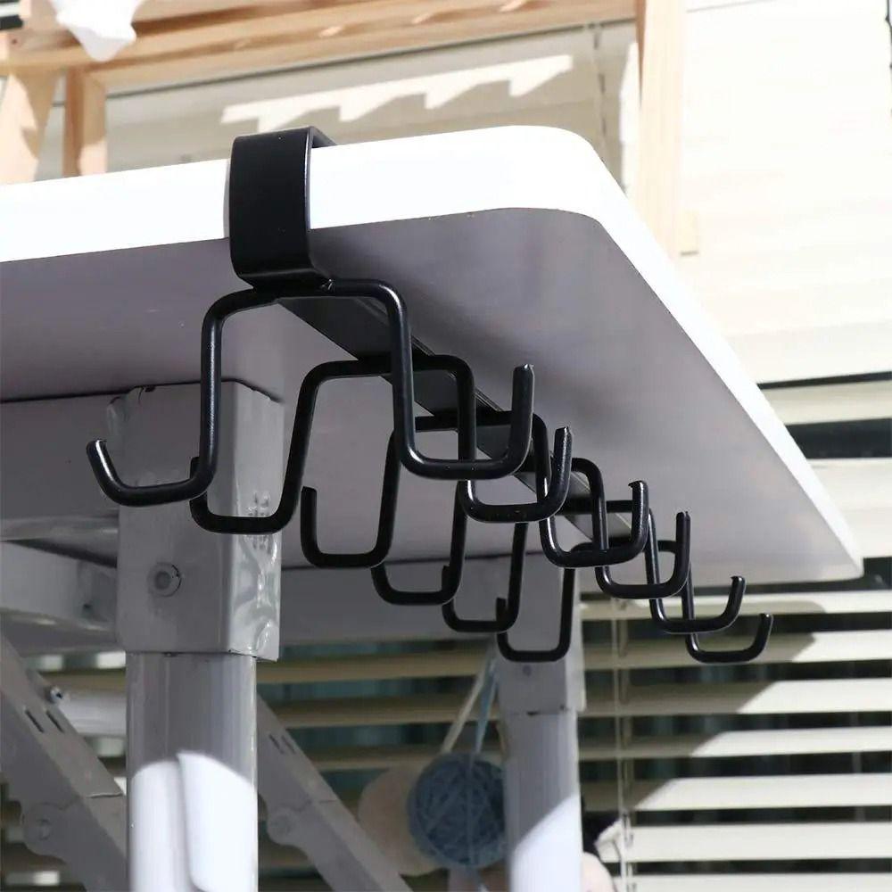 Multifunction Double-row Storage Hook Punch-free Cabinet Metal Shelves Hanging Cup Holder Hooks