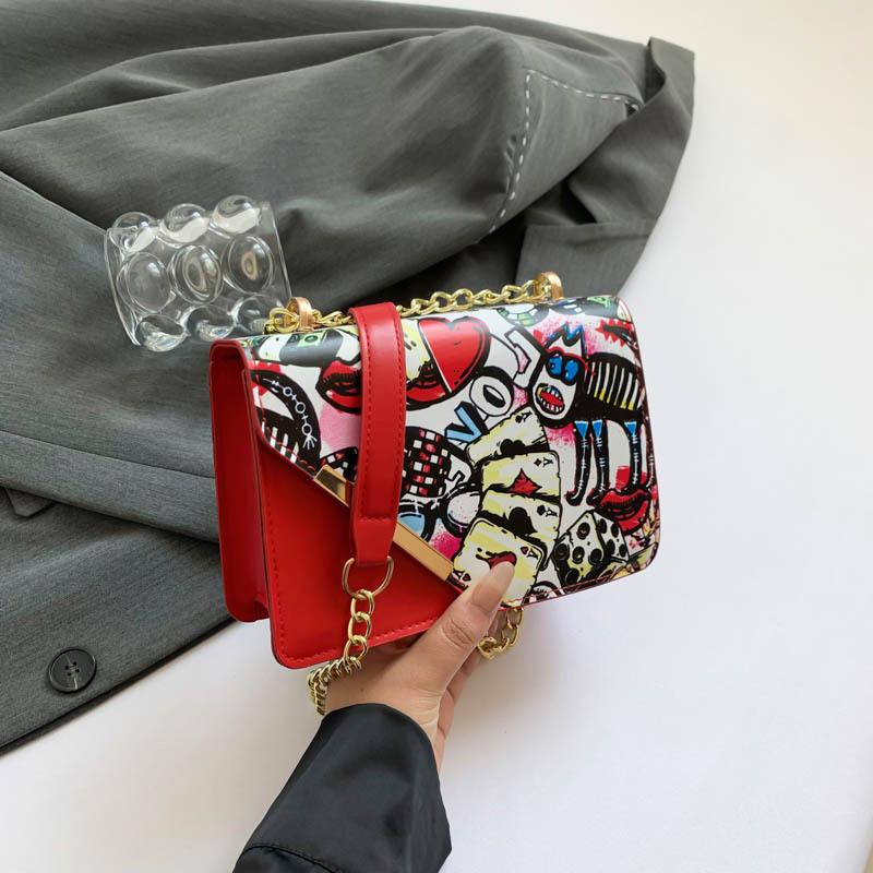 2024 Новая Модная Маленькая Сумка Через Плечо с Принтом Граффити Стильная Сумка Кроссбоди для Женщин
