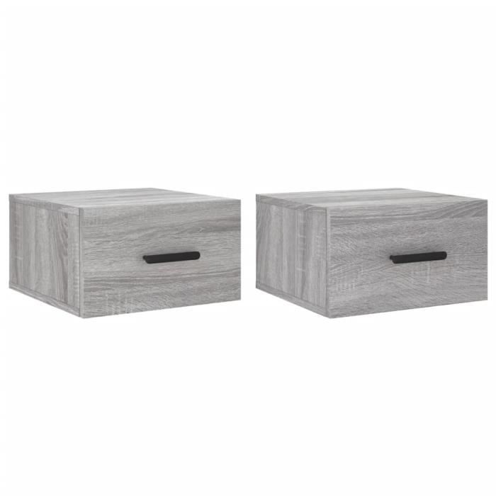 VidaXL Wall-mounted Bedside Tables 2 Pcs Sonoma Grey 35x35x20 Cm 829849