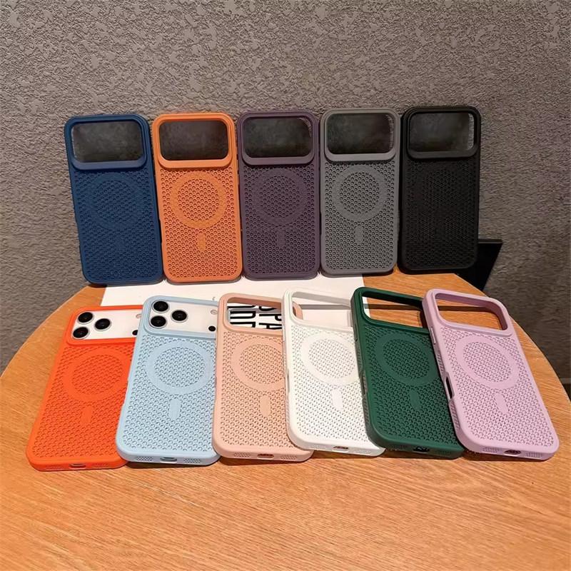 Wärmeableitendes Mesh für Magsafe Wireless Charging Hülle für iPhone 17 16 15 14 Plus 13 12 11 Pro Max 17 Air Atmungsaktive Hartschale