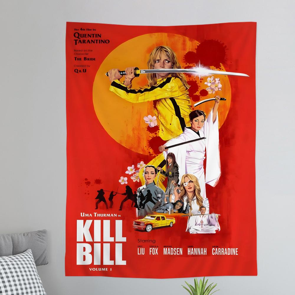 Classic Movie KKill BBill Anime Tapestry Hanging Tarot Hippie Wall Rugs Dorm Wall Hanging Sheets