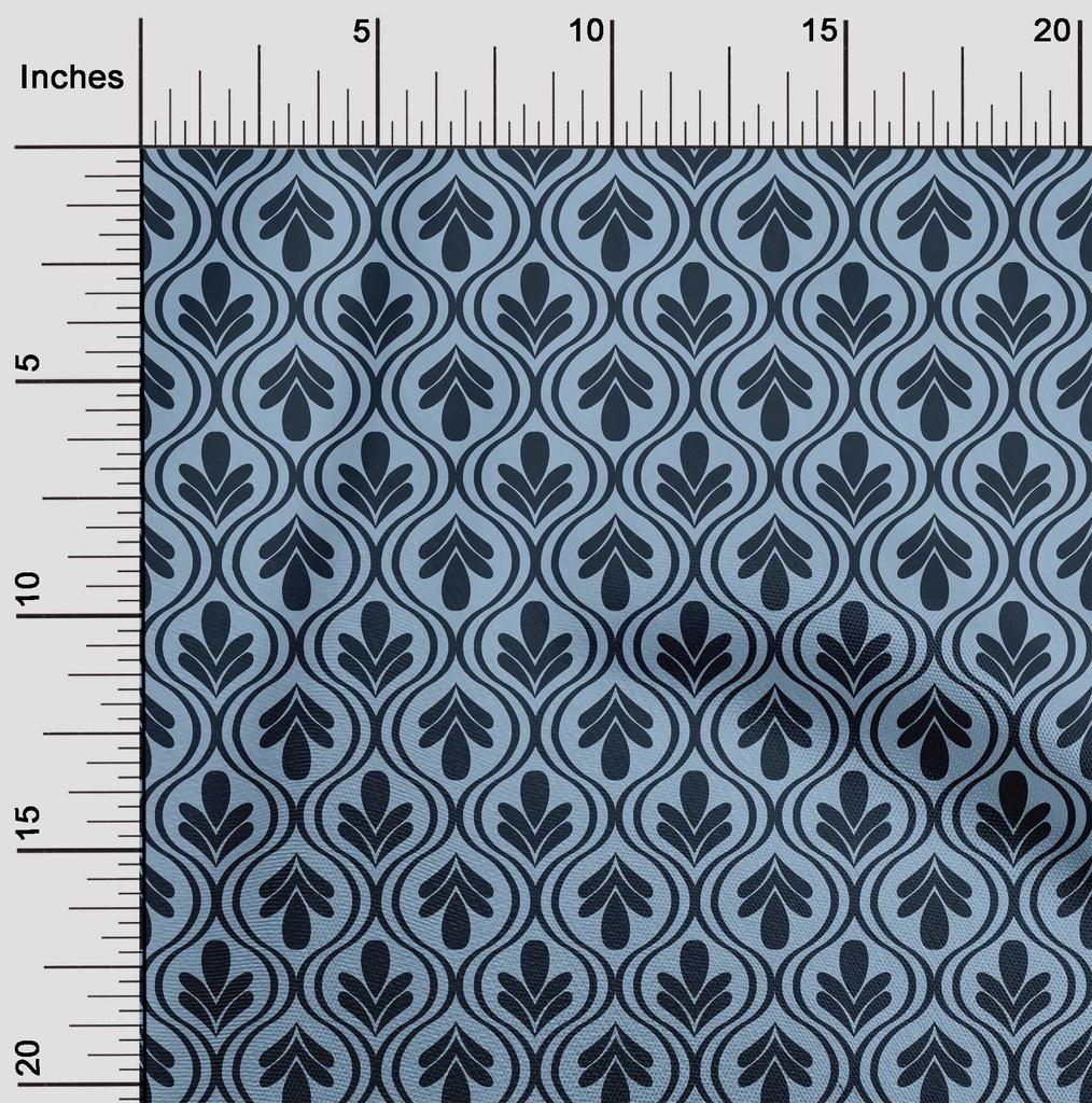 oneOone Cotton Flex Dusty Blue Fabric Asian Block Sewing Material Print Fabric By The Yard 40 Inch