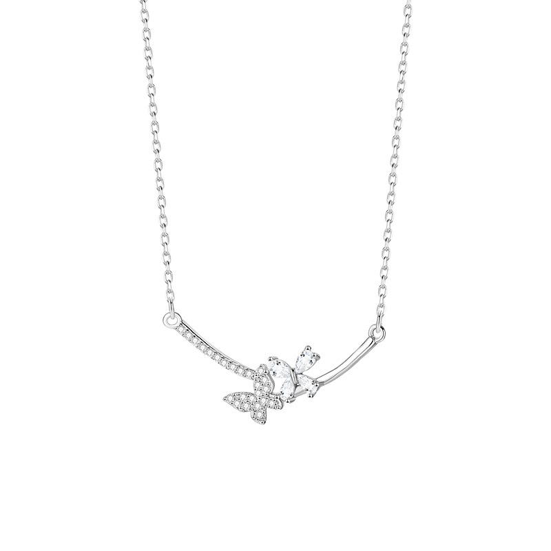 

Ожерелье с цветком бабочки для женщин: Легкая роскошь, высококачественная, изысканная ключичная цепочка, универсальный и уникальный дизайн