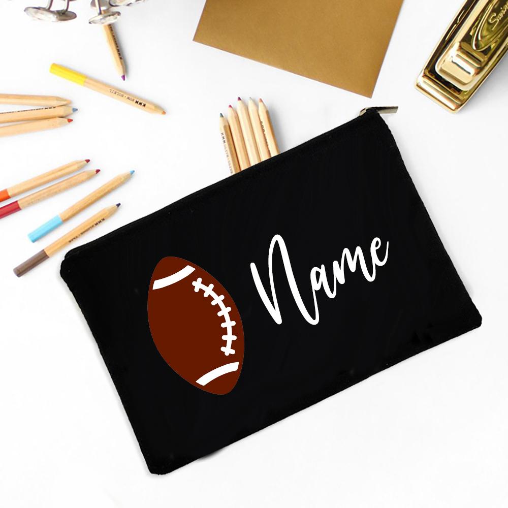 Personalised Football Pencil Bag Custom Name Pencil Case School Stationery Supplies Storage Bags Christmas Birthday Gift for Kid