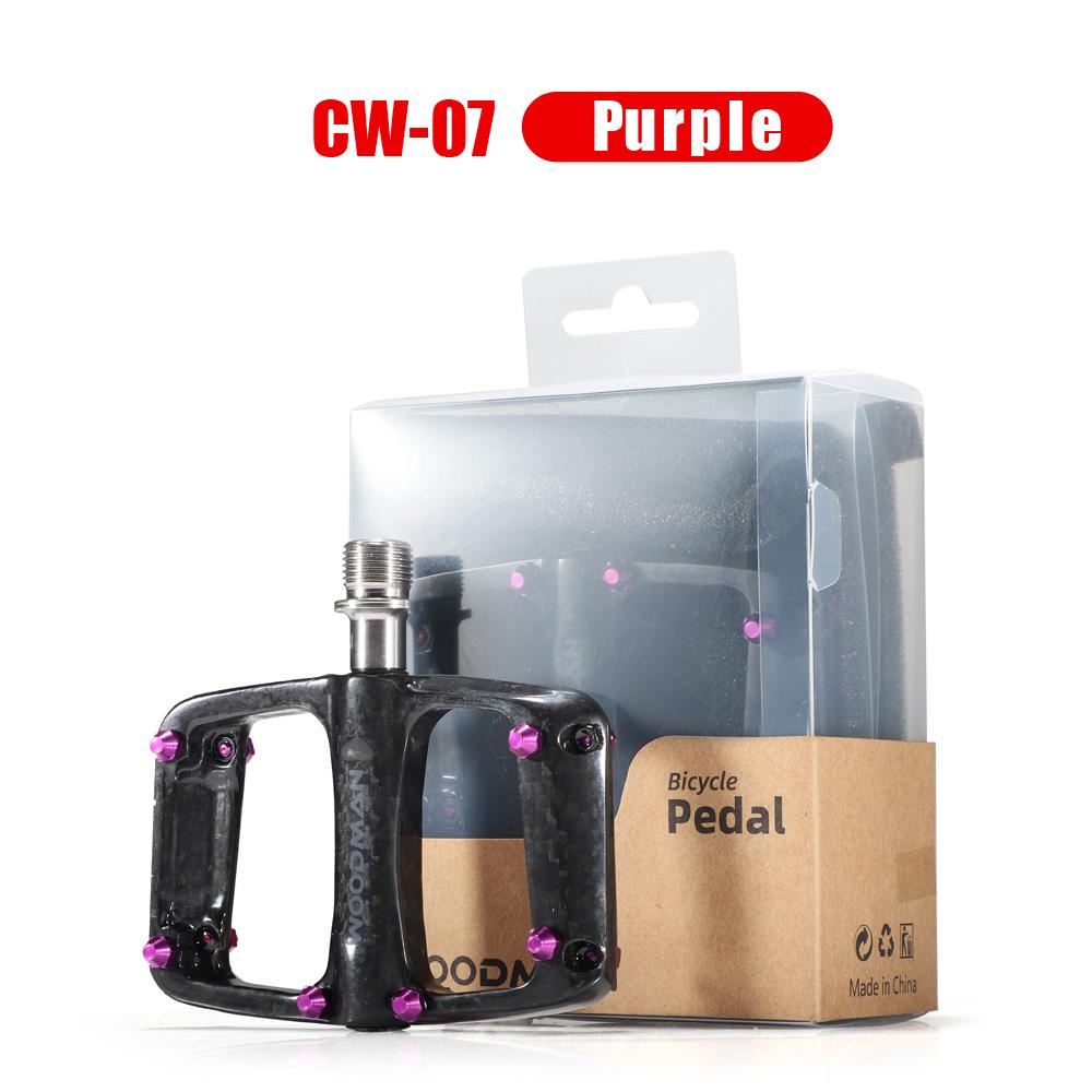 WOODMAN bicycle pedal carbon body folding bike pedal Titanium alloy axle weight 168g/pair sealed bearings CW07 pedal-purple
