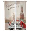 Moscow Vintage Poster Tulle Sheer Window Curtains For Living Room The Bedroom Modern Chiffon Voile Organza Curtains Decor Drapes
