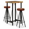 Day and Night - Day and Night Table and 2 Bar Stools Solid Wood Recycled Real Leather Canvas