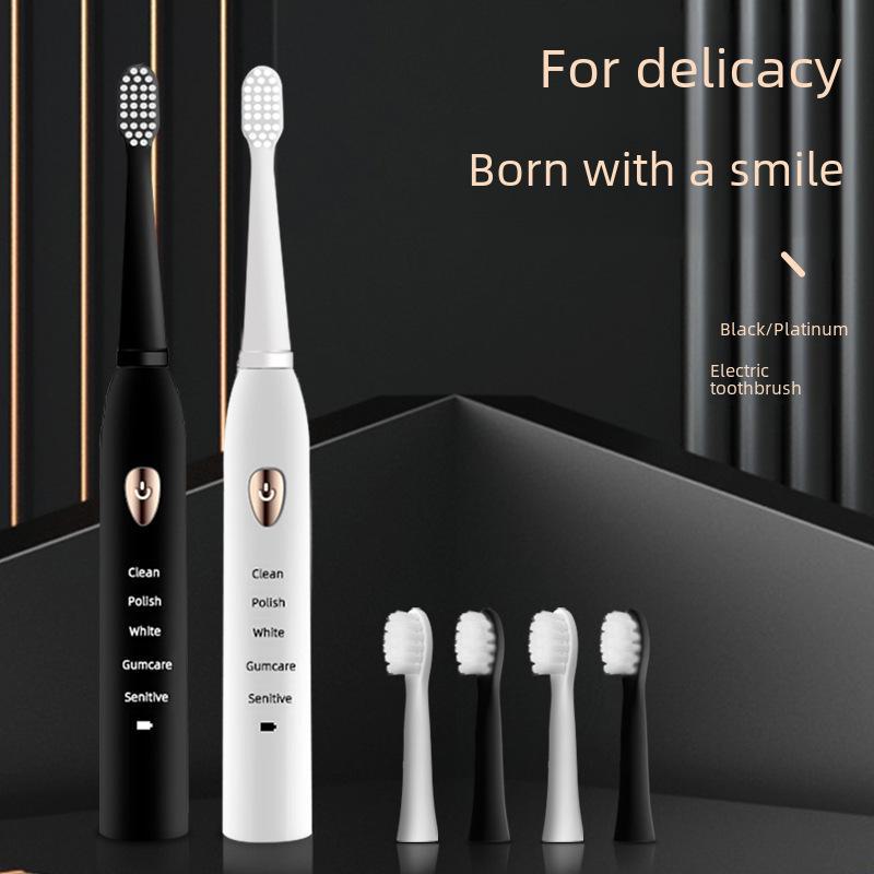 Jian Elektrisches Zahnbürstenset: Wiederaufladbare Schallzahnbürsten für Erwachsene und Paare, Schwarz und Weiß – Kostenloser Versand