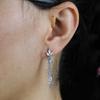 Romantic Women's Tassel Chain Stud Earrings Multi-Piercing Fashionable Brass Jewelry Tear Drop CZ Zircon Stone Triple Row Cross