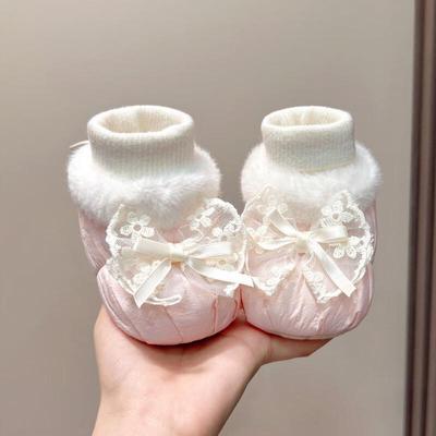 Plush Warm Winter Non-slip Princess Shoes for Baby Girls (0-12 Months)