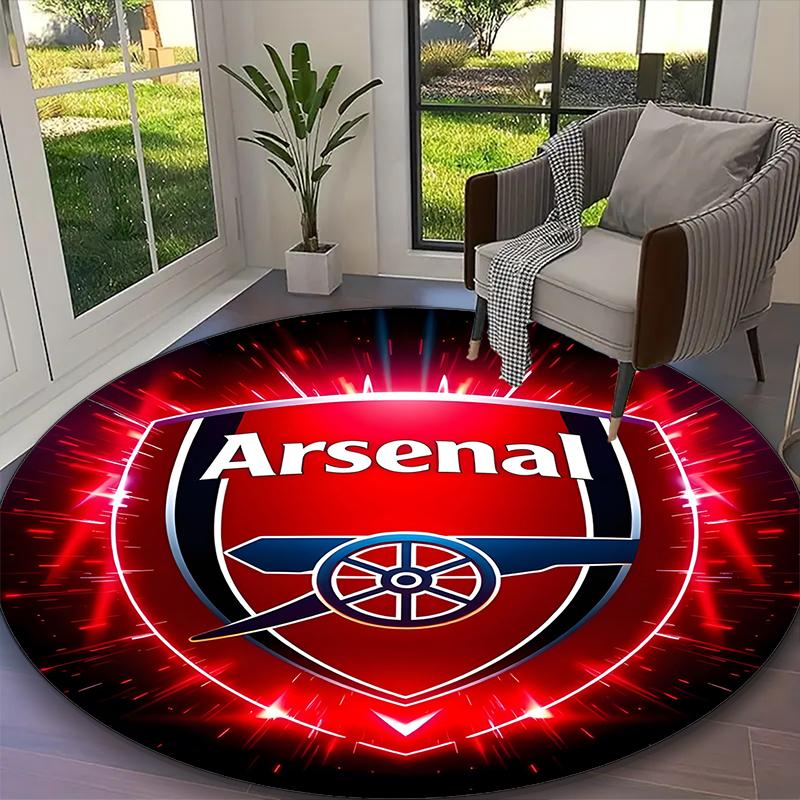 1pc Office Printed Round Carpet, Arsenal Rug, Home Sofa Chair Mat For Christmas and Halloween Décor