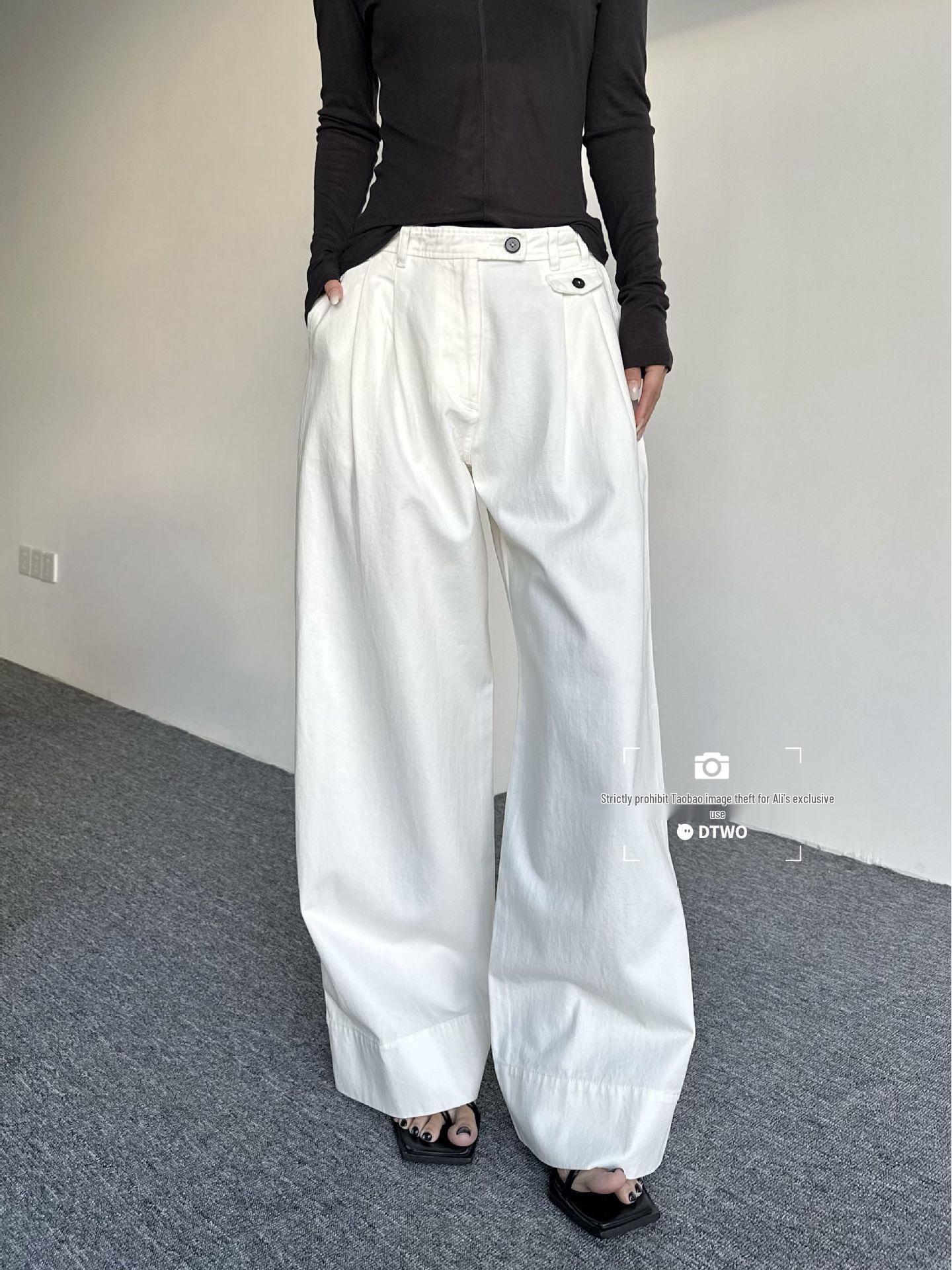 DTWO Spring/Summer Women s High Waist Slimming Casual Pants 6105327 S белый