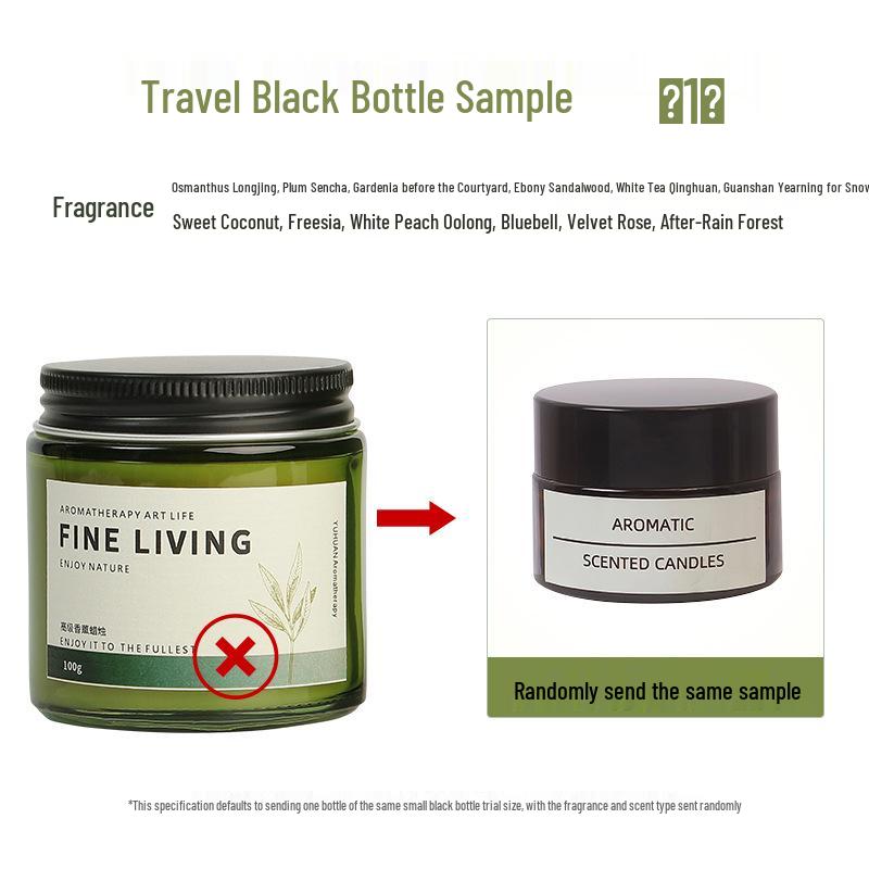 Dark Green Soy Wax Scented Candle with Romantic Fragrance - Bedroom Essential Oil Ornament Portable travel small black bottle, 15g wax