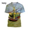 Art Oil Painting Graphic T Shirt For Men Starry Night 3D Printed T-Shirts Summer Casual Short Sleeve Round Neck Loose Tees Tops