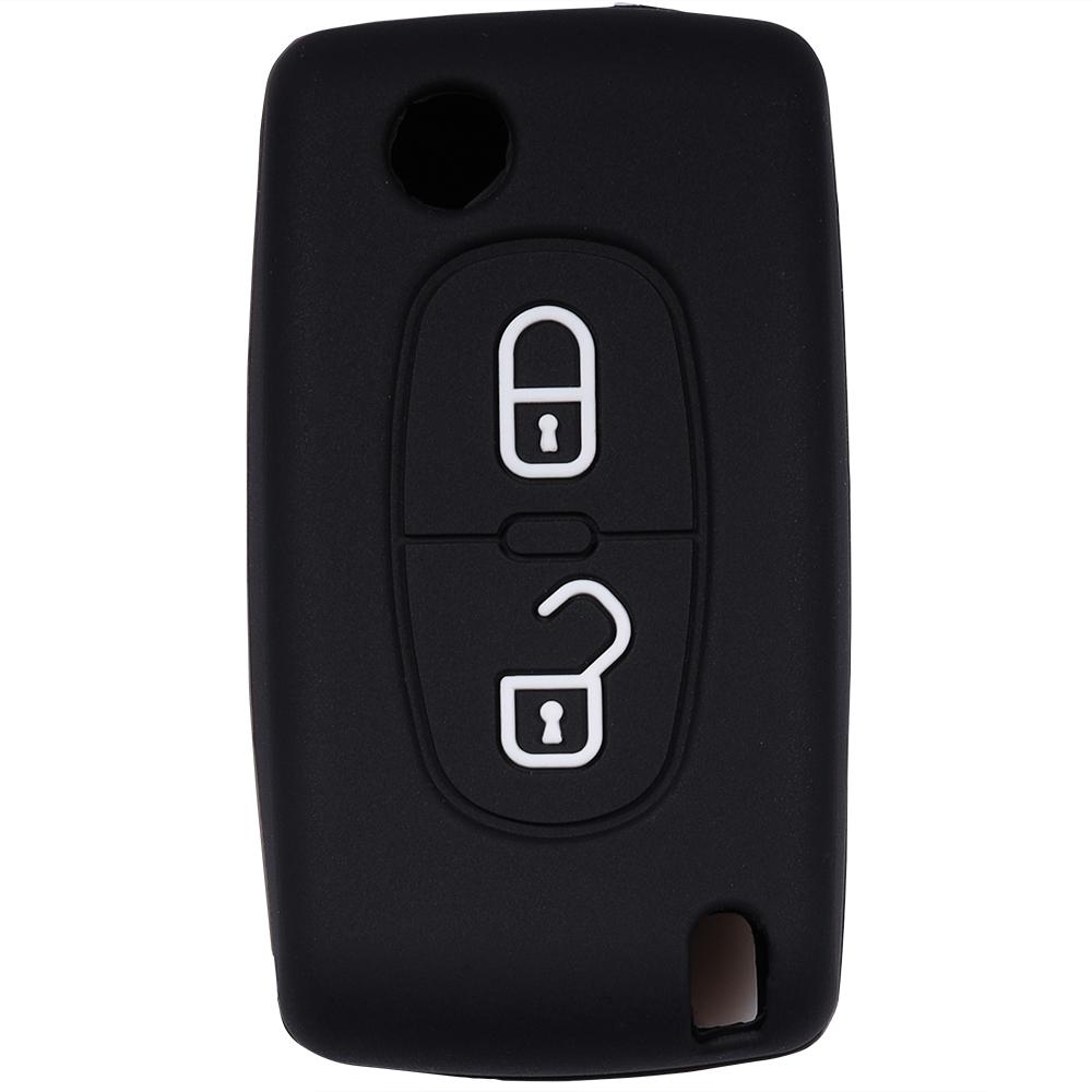 

Silicone Car Key Case Cover Compatible with Peugeot 107 207 307 308 407 607 3008 5008 For Citroen Xsara Picasso C5 C6 C8 чёрный
