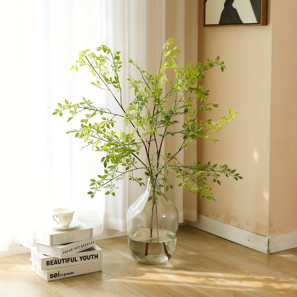 Artificial Green Nandina, Artificial Green Stems, Artificial Branches, Leaves, And Floral Arrangements for Vases, Bouquets, And Wedding Decorations.