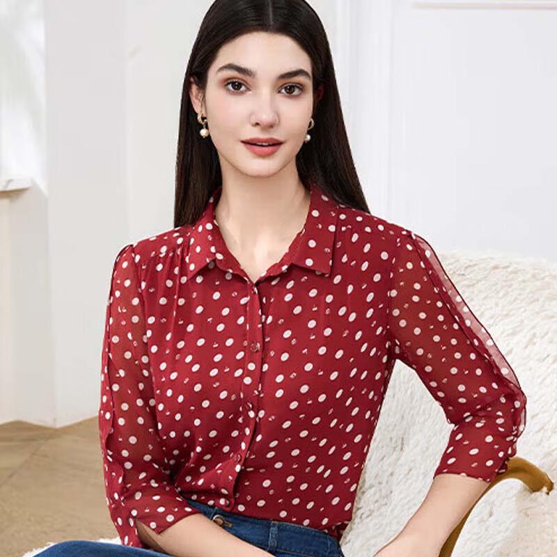 JESSIE French Retro Polka Dot Blouse M
