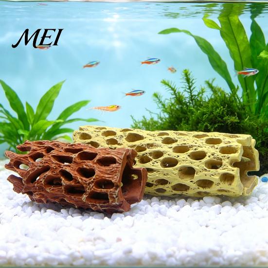 Ornament for Small Tanks Aquarium Shrimp Cave, Artificial Tree Trunk Hide, Fish Tank Tropical Cave Hideout, Realistic Betta Hiding And Resting