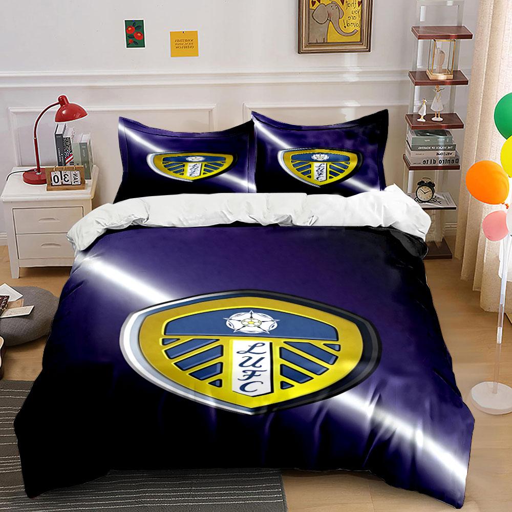 Logo del Leeds United FC. Set lenzuola Set copripiumino Copripiumini Federe(1*Copripiumino 2*Federe senza imbottitura piumone)