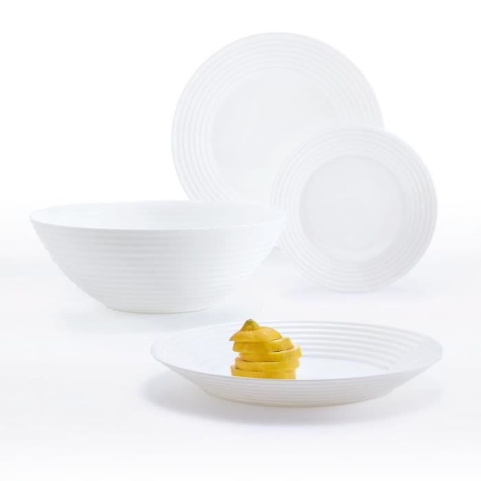 Service de table - luminarc - harena white - 19 pièces - opale - blanc