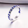 Simple Row Diamond Synthetic Sapphire Ring Female Colored Treasure Open Engagement Ring