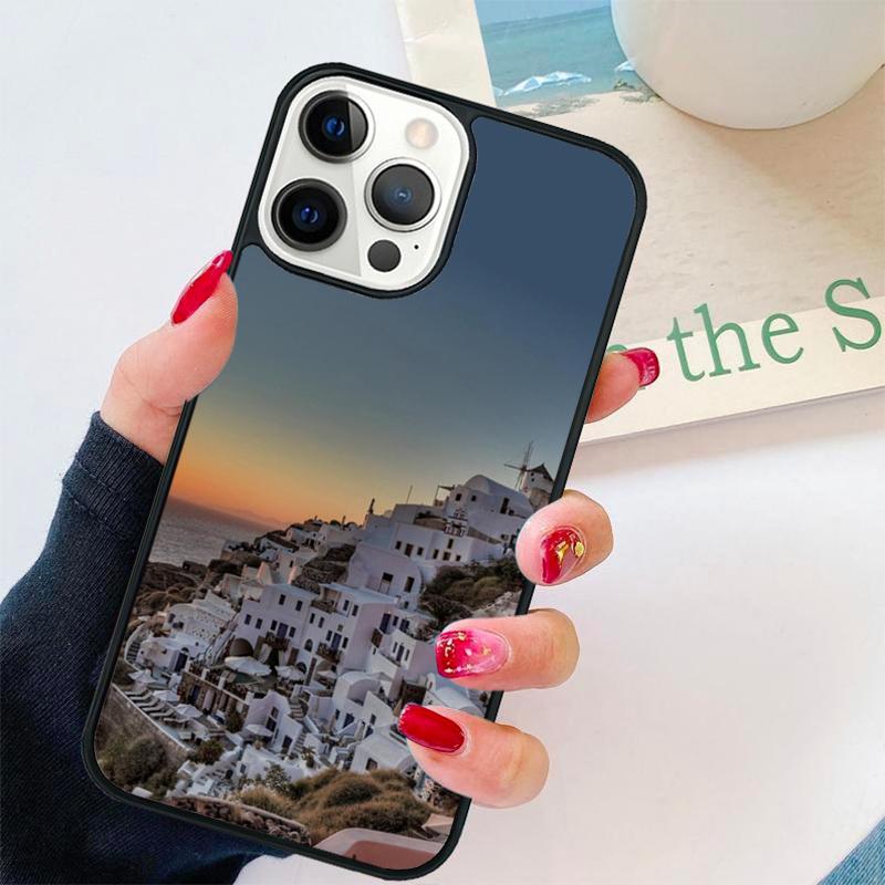 Oia Santorini Greece Phone Case For iPhone 17 Air 16 Pro Max 15 14 Plus 11 12 13 Soft Bumper Shell Cover Coque