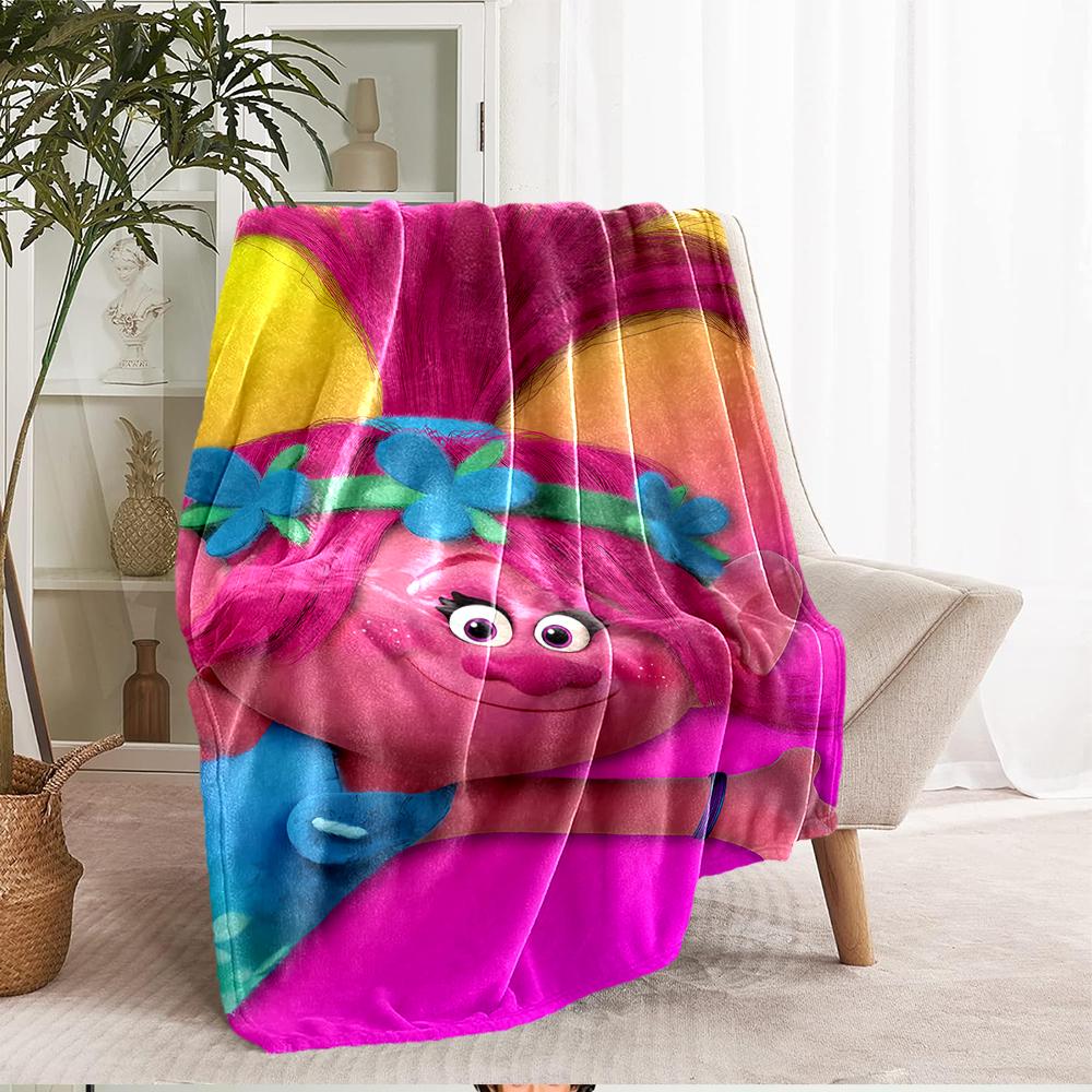 Trolls Theme Printed Blanket - Perfect for Couch, Bed, Travel & Outdoor Use | Machine Washable, Cozy & Durable.