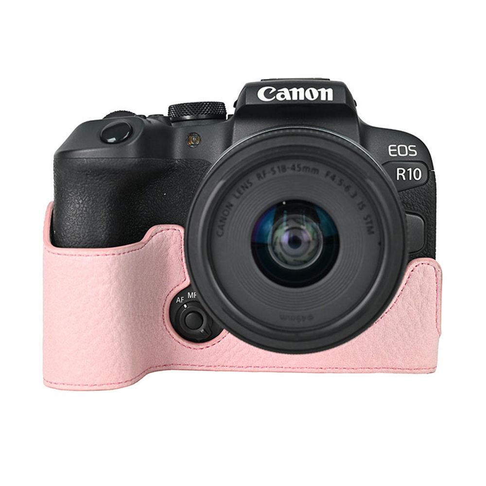 R10 Skóra Litchi PU Skóra Półetui na Aparat do Canon EOS R10 Dolny Otwór Magnetyczne Pokrycie