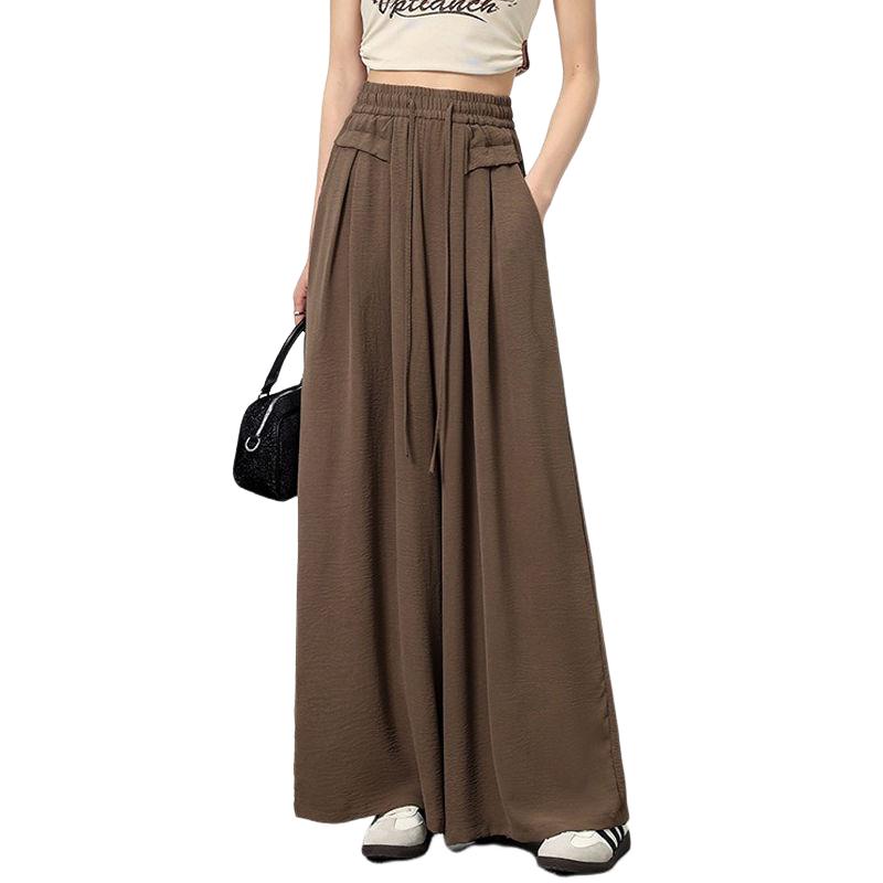 Plus-size At All Seasons Elastic Strap Wide Leg Pant High Waist Women Trousers Chiffon Loose Plus Size Fashion Woman Casual Pants