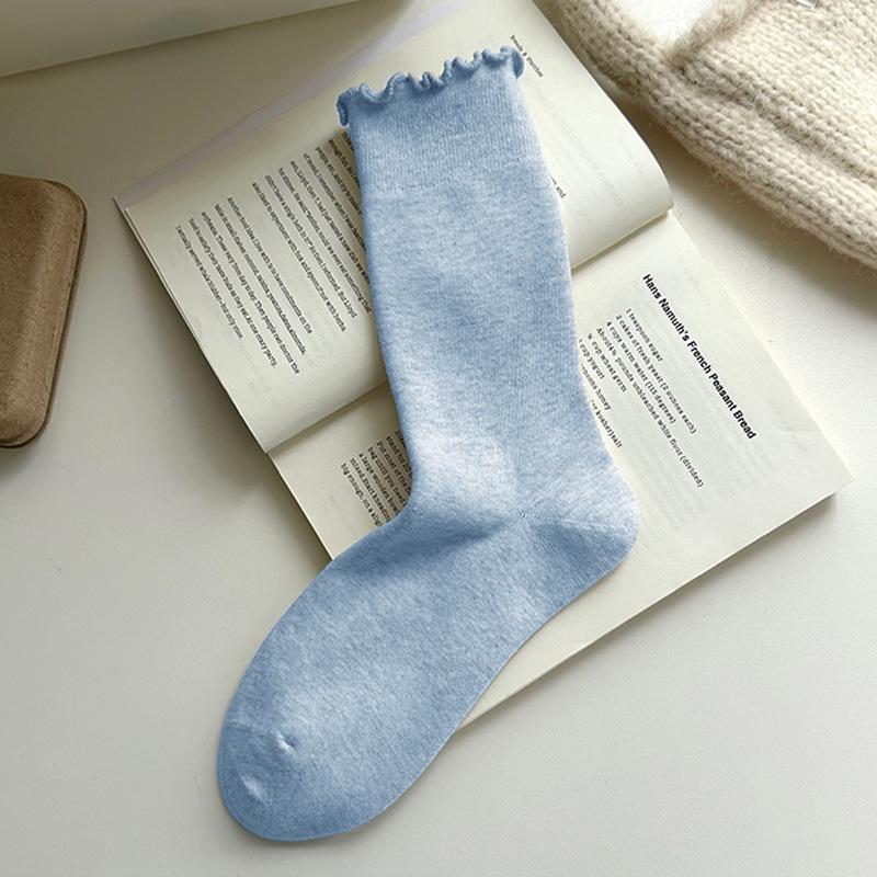 Women's Soft Pure Cotton Ruffle Edge Socks - Comfortable, Breathable, and Loose Fit