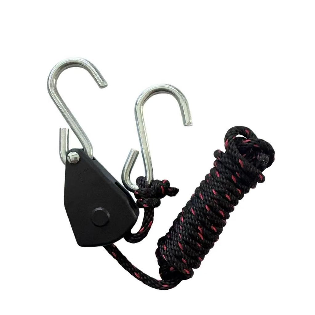 1/4" Metal Pulley LED Light Fixture & Plant Tent Hanging Rope with Carabiner