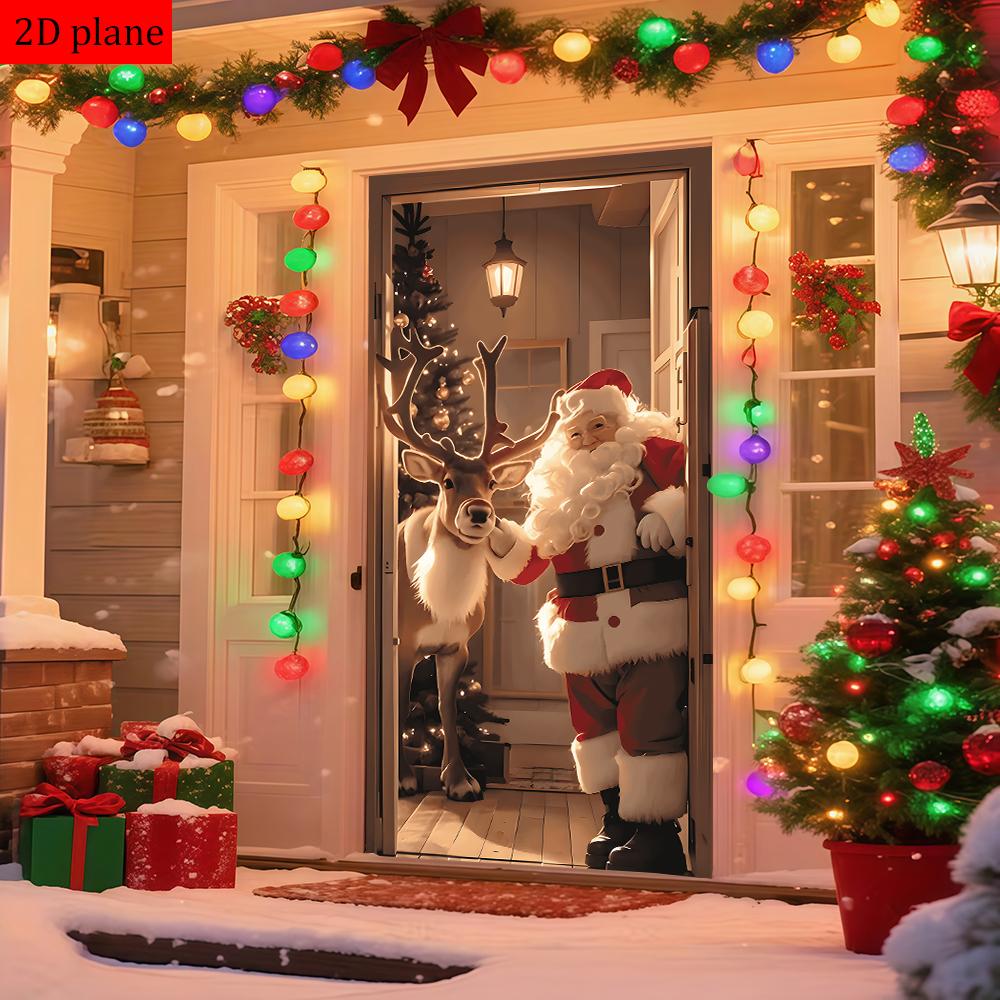 Christmas Door Cover, Adding a Festive Christmas Atmosphere, a Great Decoration for the Door, Made of Elastic Fabric