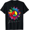 Sunflower Flower Rainbow Peace Sign World Retro Unisex T-Shirt Size S-4XL