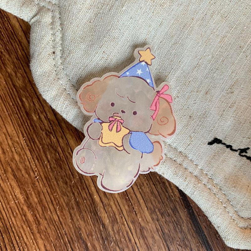 

Girlish Cartoon Teddy Bear Acrylic Hair Clip Set - Fairy Hairpins and Bangs Accessories.