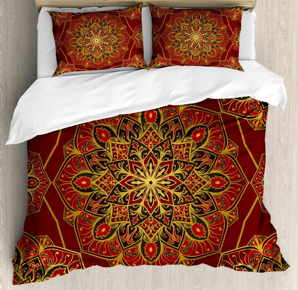 Mandala Purple Galaxy Duvet Cover Boho Chic Petal Flower Bohemian Meditation Gypsy Hippie Floral Exotic Retro Decor Women Gifts