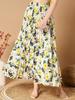 Women's Floral Printed Polyester, Crepe Comfortable Maxi Skirt