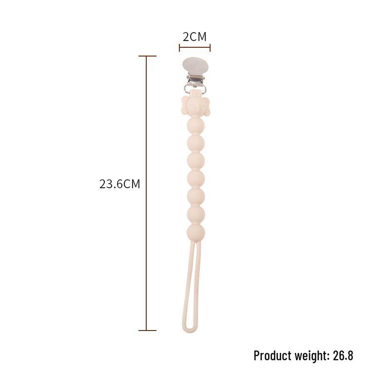 

Силиконовый держатель для пустышки с успокаивающими бусинами и пряжкой из нержавеющей стали белый