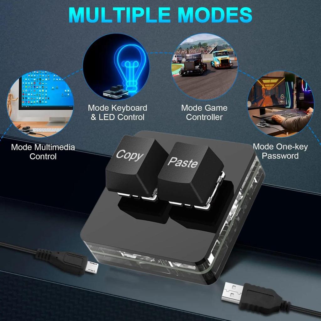 Acid USB Mini Keyboard with Copy and Paste OSU Hot Mechanical Gaming Keyboard with USB Ideal for Accounting and Rhythm Games 2-Key Functions, Swap,