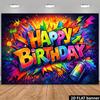 2D Plane Graffiti Style Birthday Party Banner Background Fabric, Suitable for Families, Offices, Outdoors, and Studios