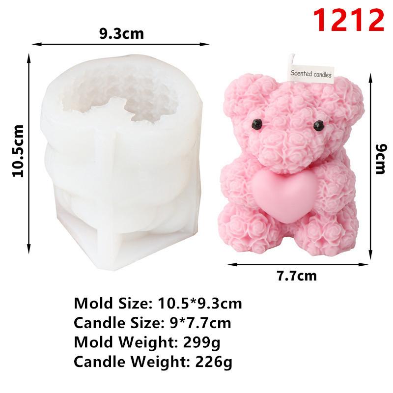 3D Valentinstag Liebe Rosenbär Kerze Silikonform DIY Silikon Frau Kussende Figur Hochzeit Handwerk Geschenke Deko