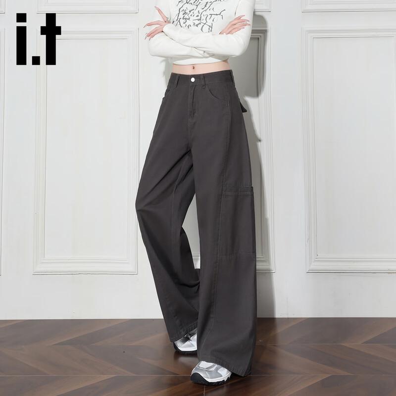 Izzue It Damen Jeans aus reiner Baumwolle, High-Waist, locker, Wide Leg
