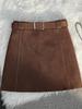 Autumn/Winter 2025 Maillard Palette Minimalist High-Waisted A-Line Skirt - Women's Versatile Casual Short Skirt