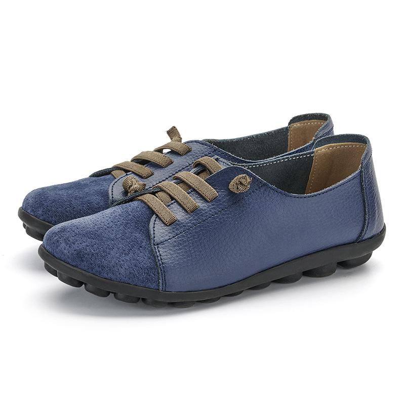 Flache Damenschuhe, Vier-Jahreszeiten-Schuhe, runde Zehenpartie, Nähen, lässig, handgefertigt, weiche Damenschuhe 40