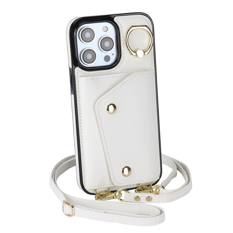 PU Leather Phone Case IPhone 18 Pro Max With Detachable Wrist Strap Crossbody Shoulder Card Slot Kickstand