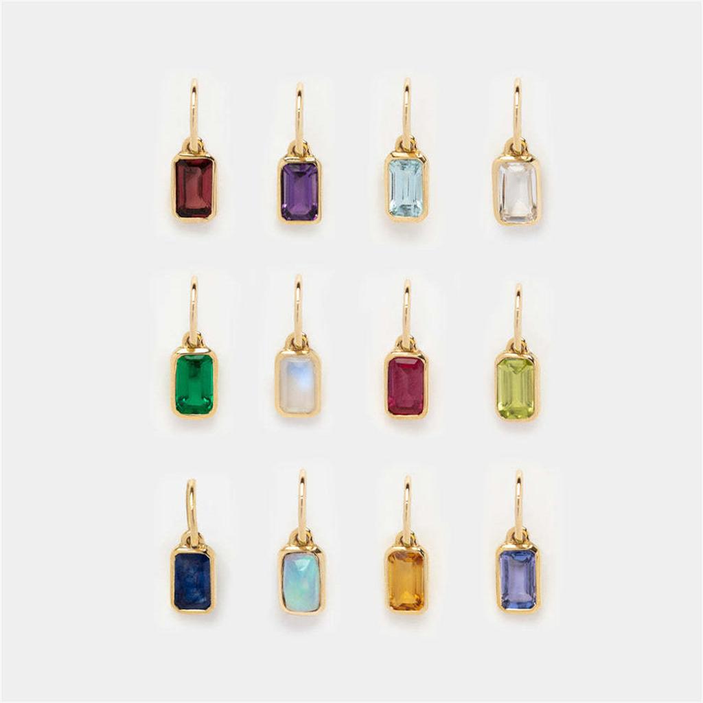 New Titanium Steel 12 Birthstone Pendant DIY Accessories Necklace Square Colored Zircon Pendant Color Preservation